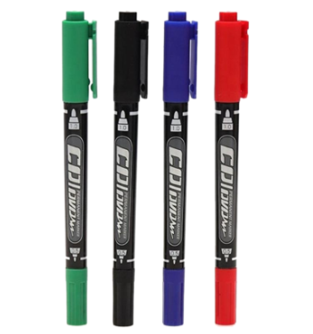 GXin Multi Color CD/DVD Waterproof Permanent Marker 2in1 Pen Set With Clip 4 Pcs